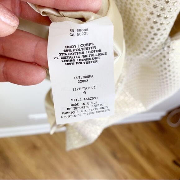 ABS Allen Schwartz‎ Metallic Gold Strapless Cocktail Dress like NEW - Picture 12 of 13